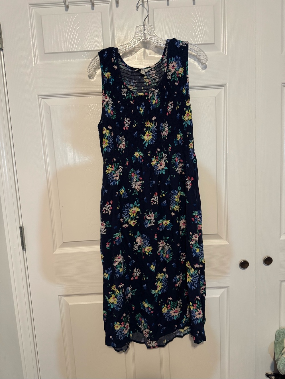 croft & barrow Navy Floral Sleeveless Midi Dress